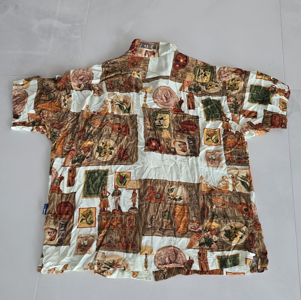 Vintage-Inspired Pacific Blue Graphic Hawaiian Button-Down Shirt - XXL - Picture 5 of 5